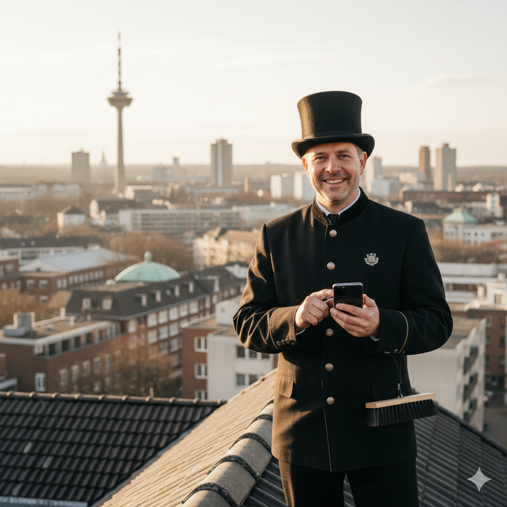 Max Meister, Bezirksschornsteinfeger aus Dortmund, nutzt KI-Telefonassistent für automatische Terminerinnerungen und spart 3 Stunden pro Woche